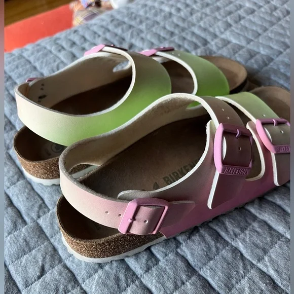 Birkenstock women’s Milano Birko-floor vegan sandals pink green ombre size 40 - Picture 7 of 8